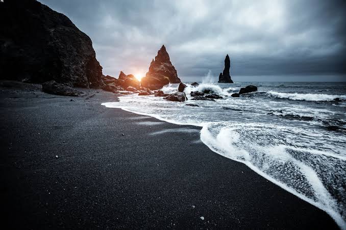 Black sand beach on the south coast